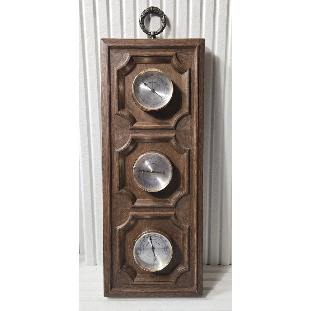 Vintage Springfield Weather Station‎ Wall Thermometer Barometer Humidity Meter